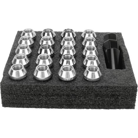 22 pièces écrous de roue coniques avec clé à douille alliage acier universel forgé remplacement verrou pour TOYOTA argent M12x1.25 (1/5)