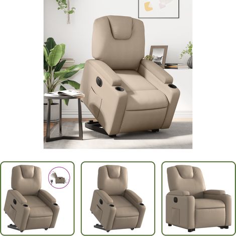 vidaXL Liegefunktion -  Relaxsessel mit Aufstehhilfe Elektrisch Cappuccino Kunstleder