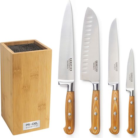 Essentiel - Bloc Bambou avec 4 couteaux de cuine (1/2)