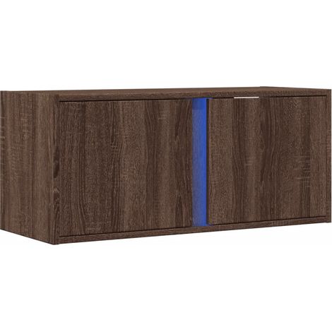 Mobile TV multimediale scaffale per televisione televisione buffet sala da pranzo soggiorno camera da letto a parete con luci LED rovere 80 x 31 x 35 cm marrone 020027960