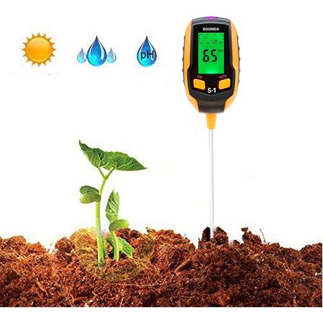 in 1 Soil Tester, Soil Moisture Meter for Soil Plants, Soil Moisture Tester with PH/Temperature/Light/Moisture for Plants Farm Vegetables Lawn Grass Garden (1/5)