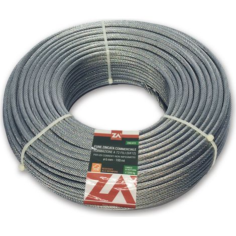 FUNE ACCIAIO ZINCATO ANTIGIRO 133F D 5 100 M