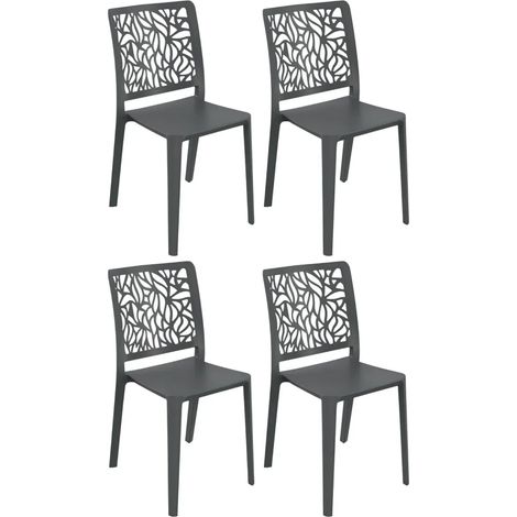 Set 4 Sedie da Pranzo Antracite in Polipropilene da Interno Esterno