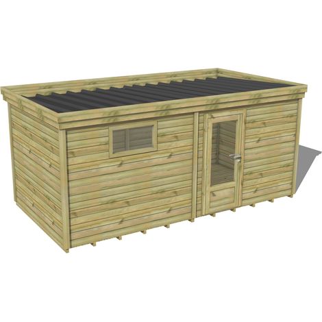 ABRI DE JARDIN bois traité 27mm, 5,7x2,6m, 15m2, Plancher (1/3)