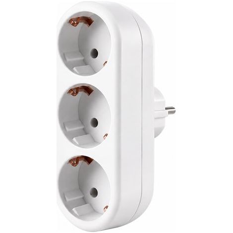 Répartiteur de prise – 3 voies – 16 A – Compact – Blanc – Gain de place – Maison, bureau (1/5)