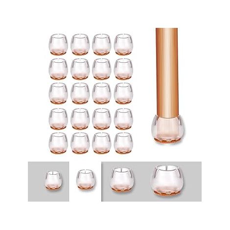 Couvre-jambes Chaise - Silicone Épais + Feutre Anti-dérapant - Pour Pieds Ronds 17-21 mm - Protection Sol Parquet Carrelage - 20 Pièces