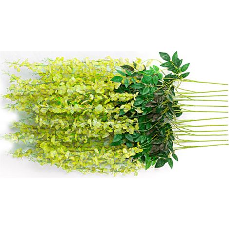 Glycine artificielle décorative à 6 feuilles, fleur en soie, plante d'intérieur artificielle, décoration glycine pour la maison, verte (1/5)