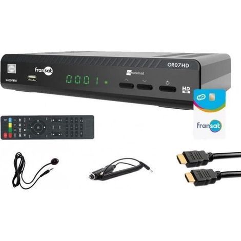WISI RÉCEPTEUR TV SATELLITE HD + CARTE FRANSAT PC6 + CÂBLE HDMI + CÂBLE 12V + DÉPORT IR