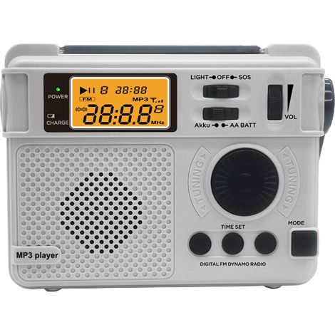 Radio FM D'Extérieur à Manivelle, Récepteur de Radio d'urgence, Haut-Parleur Bluetooth 3000 MAh, Lampe de Poche, Support SOS, Banque d'alimentation TF (1/5)
