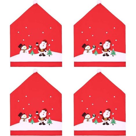 Housses de chaise de noël, 4 pièces, décoration de chaise pour fête de noël et dîner (1/4)
