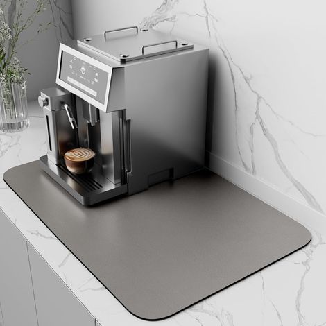 Tapis de café,Séchage Rapide Machine à Café,Tapis Absorbant Vaisselle Antidérapant Egouttoir pour Vaisselle,Bar,Machine Café (Gris, 43x80cm) Gris 43x80cm'Gris 43x80cm'Gris'43x80cm (1/5)