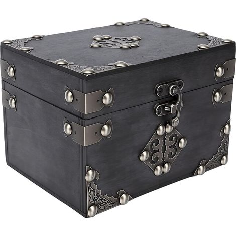 Coffre au Trésor en Bois Vintage, Boîte à Souvenirs en Bois Composite, 5,71 X 4,33 X 4,13 Pouces, Couvercle à Charnière en Alliage, Finition Rustique, pour le Stockage à Domicile, Accessoire de (1/5)