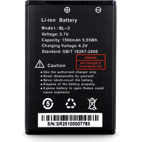Akku für Baofeng BF-T6 UV-3R 1500mAh 3,7V Li-Ionen BL-3 Wiederaufladbarer Akku (1/2)