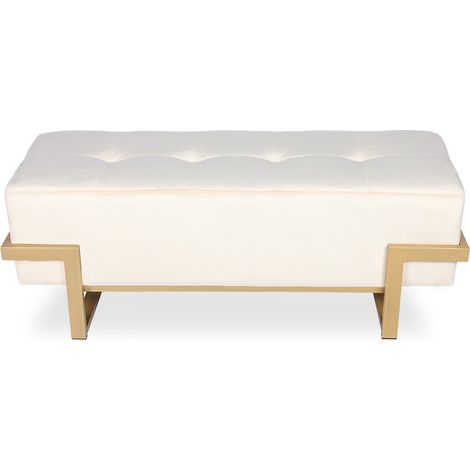 Banquette Selena Velours beige pieds doré
