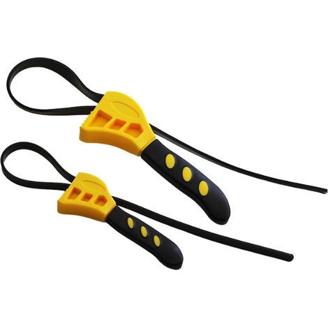 Ensemble de Clés à Sangle, Clé à Sangle Réglable en Caoutchouc, 2 Pièces de 150mm et 100mm, Ceinture en Caoutchouc Renforcée pour Plombiers de Tuyaux, Filtre à Huile, Ouvre-Bocal (1/5)
