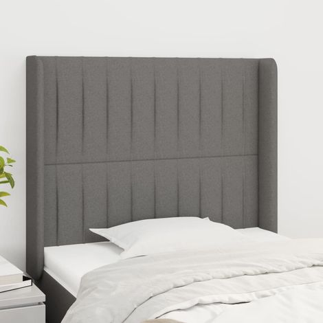 Tête de lit avec oreilles, Résistante et économique, Panneau de lit, Gris foncé 103x16x118/128 cm Tissu OIB3322E (1/5)