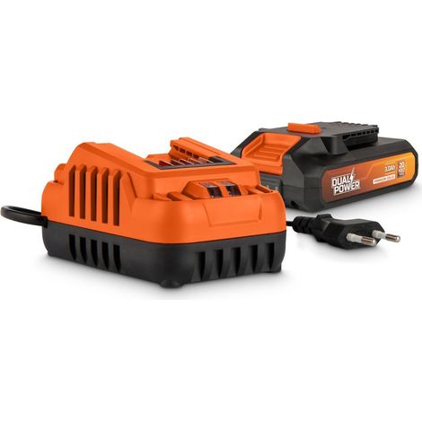 Powerplus Dual Power POWDP90630 - Ensemble de batterie et chargeur batterie 20V, 3.0Ah - chargeur 4A pour batteries 20V et 2x20V - plateforme de batterie