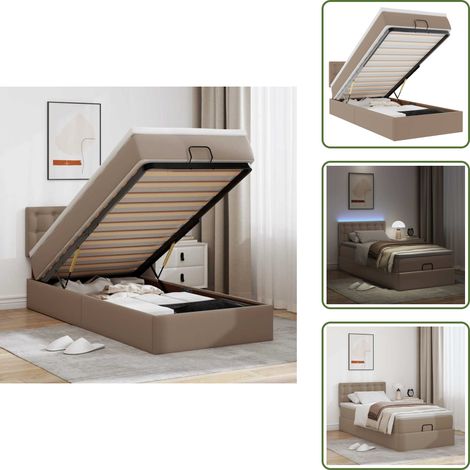 Surmatelas - vidaXL Cadre de lit ottoman et matelas cappuccino 90x190 cm similicuir - Lumière LED (1/5)