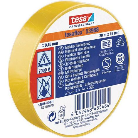 Cinta aislante CE - 20 m - 19 mm - Amarillo