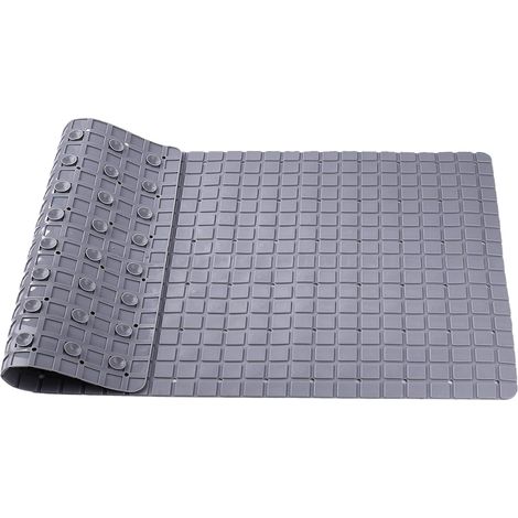 Tapis de douche antidérapant, tapis de bain avec trou de drainage à ventouse, adapté au bain et à la douche, tapis résistant à la moisissure, longueur 70x40 cm, gris