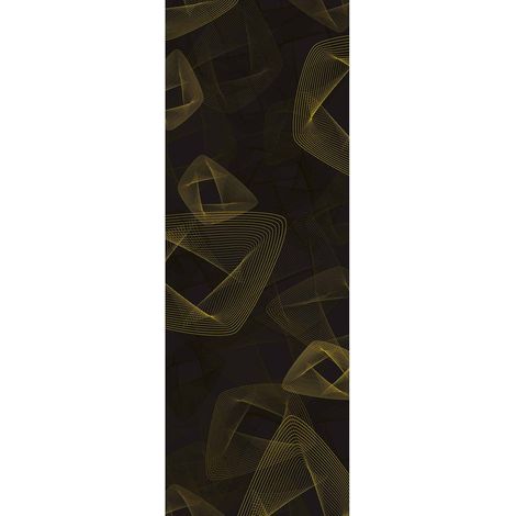 Papier peint panoramique salon moderne | Tapisserie panoramique design pour couloir | Papier peint panoramique noir & doré pour chambre adulte - 280 x 100 cm (1 pièce) (1/2)