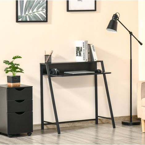Computerschreibtisch mit Ablage und Kabeldurchlass, MDF schwarz 84 x 45 x 85 cm HAVRYA (1/5)