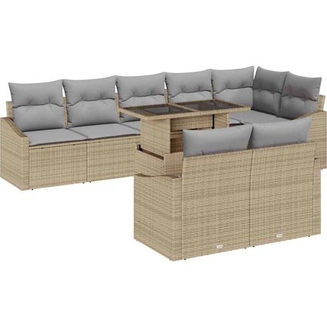 Maison Exclusive - Gartensofa-set mit Kissen 9 pcs Beige und Hell