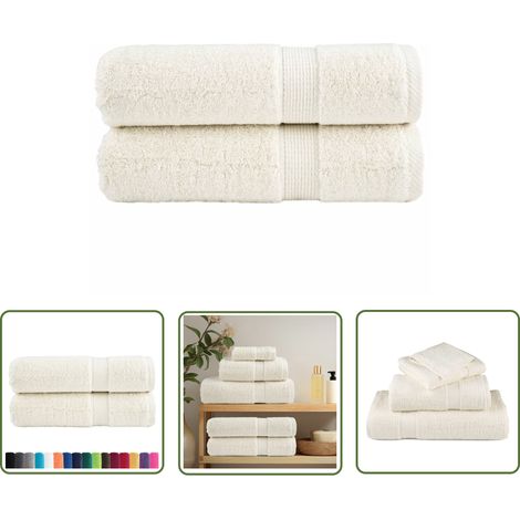 The Living Store Essuie-mains de qualité supérieure SOLUND 2 pcs crème 600 g/m² - Essuie Mains - Serviette Main - Serviettes De Toilette - Textile Maison - Linge De Maison (1/5)