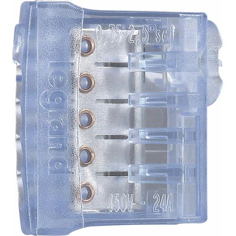 Barrette de connexion NYLBLOC auto pour fils rigides - bornes bleues pour 5 fils (X 9) - DIFF