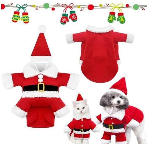 Déguisement de Noël pour Chien - MARQUE - Taille M - Polaire - Confortable - Chapeau inclus (1/4)