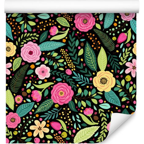 Bunte Tapete mit Meeres- und Olivenblüten für Wohn- und Schlafzimmer, 50 x 1000 cm (1/5)
