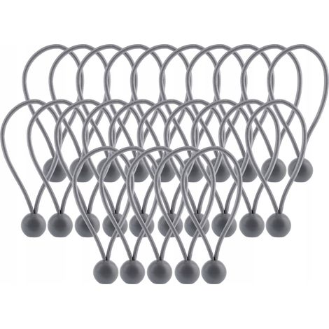 KADAX Lot de 25 supports de bâche, en caoutchouc résistant aux intempéries, pour tentes, bâches, trampolines, caravanes (gris/balles/25 pièces) (1/5)