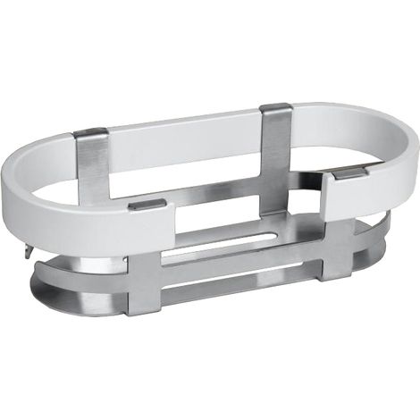Panier MATERIA en acier inox chromé blanc et aluminium brillant éloxé - L27,5 x l12 x h8 cm - avec adhésif 3M - Koh-I-Noor