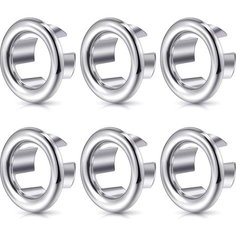 Anillo de rebosadero para fregadero, tapa de rebosadero para orificio de fregadero, embellecedor para fregadero, tapón de desagüe de rebosadero, piezas de repuesto para insertar en el orificio (6 piez (1/5)