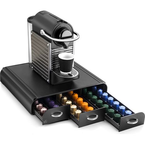 Organisateur range-dosettes capsules café, 3 tiroirs, compatible Nespresso, Take A Break, Noir