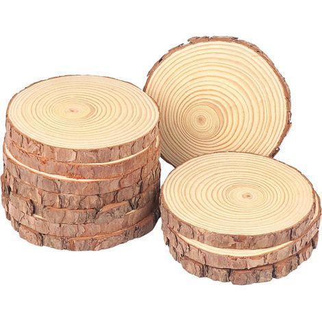 Rondin De Bois - 16 Pièces - Diamètre 8 à 10 cm - Décoration Rustique Naturelle - Pour Noël Centre De Table Et Ambiance Champêtre (1/5)