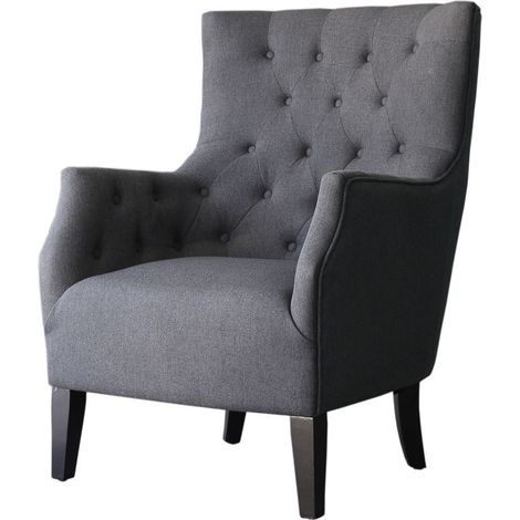 Sillón escandinavo "Duchesse" en tela - Gris (1/4)