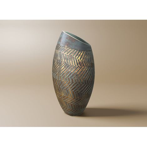 Vase en polyrésine vert et doré H35 cm AMIRA (1/2)