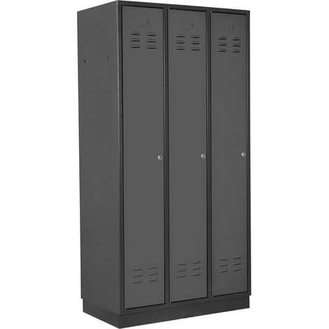 ADB Umkleideschrank / Spind 3-türig, RAL 7016/7016, Anthrazit, 178x89x50cm (1/5)