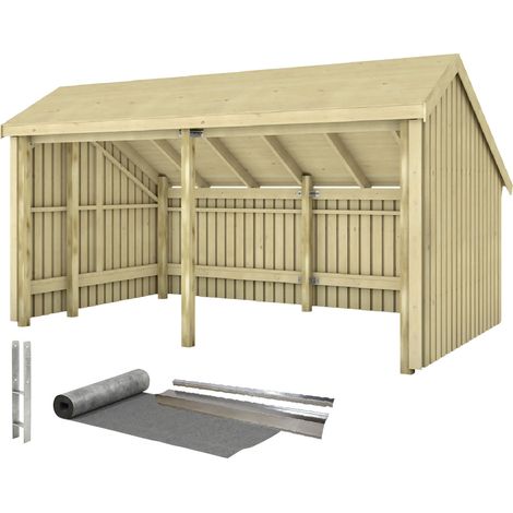 Plus Gartenhaus Multi 2 Module 416 x 238 cm natur offen mit H-Pfostenfüße (1/3)