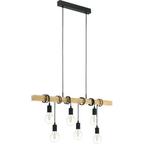 Lampadario Lampada a Sospensione Legno Lampadine Interno Vintage Townshend Eglo (1/5)