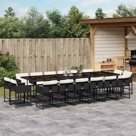 Set de muebles jardín 17 pzas con cojines ratán sintético negro vidaXL (1/5)