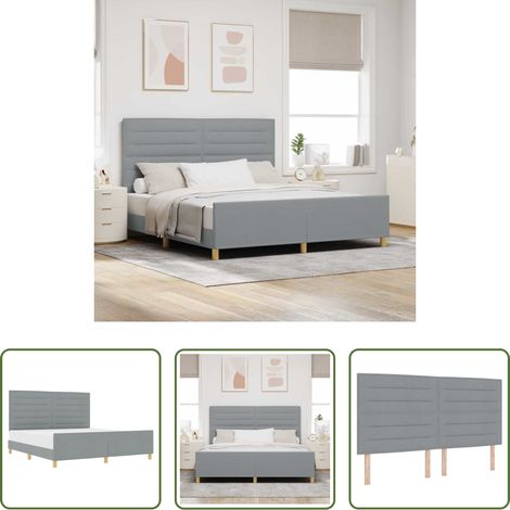 Stoffbett - Bettgestell mit Kopfteil Hellgrau 180 x 200 cm Stoff (1/5)