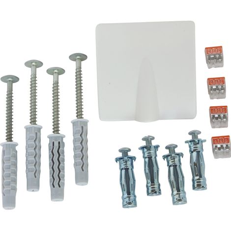 Kit d'installation complet pour radiateur électrique - Vis et chevilles pour paroi pleine et creuse, borniers 3 entrées, sortie de câble à encastrer (1/4)