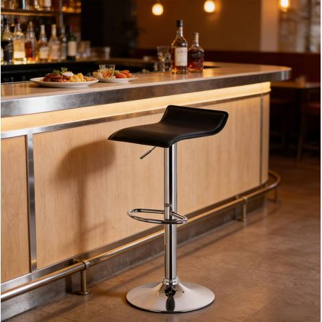 MEUBLIV Tabouret de bar 38,5x39 cm noir – pivotant, réglable, avec dossier (1/5)