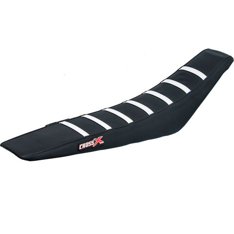 HOUSSE DE SELLE compatible avec les motos de marque HUSQVARNA FC-TC-FE-TE - TOP BLACK- SIDE BLACK-STRIPES WHITE