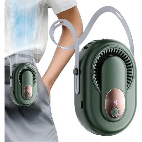 Ventilateur de cou personnel,5 vitesses,écran LED compact et portable de 5,2 cm (2,05 pouces),outil de refroidissement rechargeable pour filles (1/5)