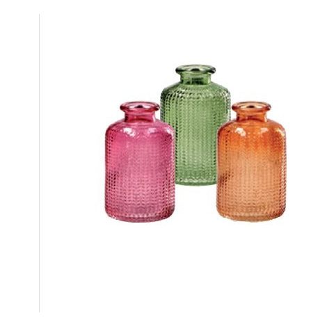 Regalo Italiano Vaso in Vetro Miles D 6 Cm H 10 Cm – 3 Colori Assortiti Ideale per Cerimonie ed Eventi 1 Pz