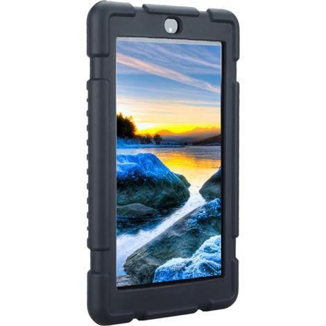 Étui pour Tablette 7 Pouces Fire 7 2017 en Silicone Antichoc Noir  Protection du Dos Côtés, Supports Surélevés, Prise Ergonomique, pour Garçon et Filles, Compatible Fire 7 2017 (1/4)