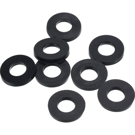 Rondelle Plate Caoutchouc, 8 Paquet 8mm ID 16mm OD Étanchéité Entretoise Joint Anneau pour Robinet Tuyau Eau Tuyau Fixation Boulon, Noir (1/5)